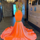 Charming Long Mermaid Appliques Halter Black Girl Prom Dress, DP2311