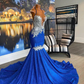 Fabulous Long Mermaid Appliques Backless Black Girl Prom Dress, DP2310