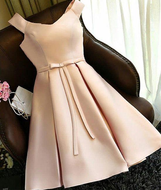 champagne satin short prom dress, cute homecoming dress,DS1313