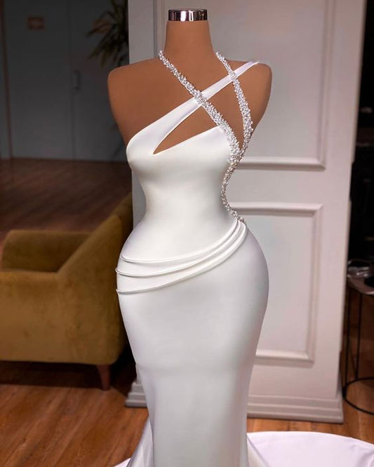Vintage Spaghetti Strap Mermaid Wedding Dress,DS4625