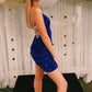 Mermaid Fitted Royal Blue Sequined Homecoming Dress,DS0896