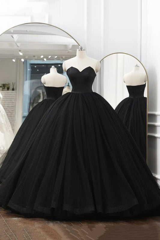Black tulle long ball gown dress black formal dress,DS3867