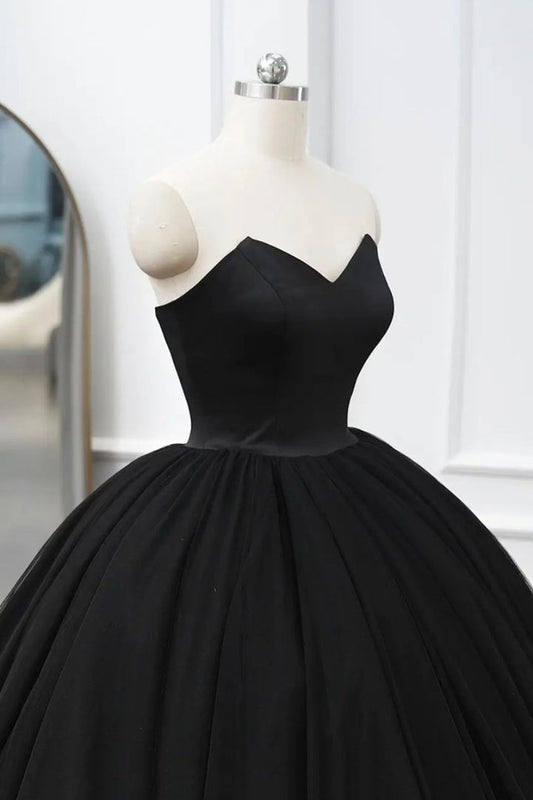 Black tulle long ball gown dress black formal dress,DS3867