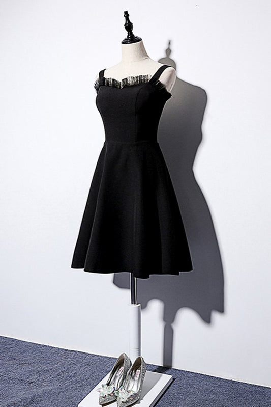 Cute Black Satin Short Custom Size Prom Dress, Party Dress,DS0990
