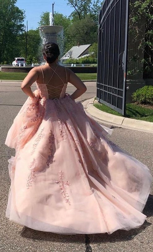 Tulle Long Prom Dresses with Appliques and Beading,Winter Formal Dresses,DS4123