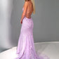 Purple Backless Lace Prom Dresses, Lilac Backless Lace Formal Graduation Evening Dresses,DS1813