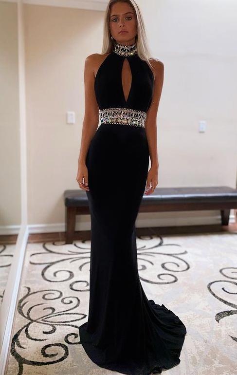 Sexy Beaded Mermaid Long Prom Dresses,Winter Formal Dresses,DS3307