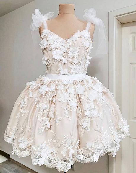 Cute tulle lace applique short prom dress, homecoming dress,DS1056