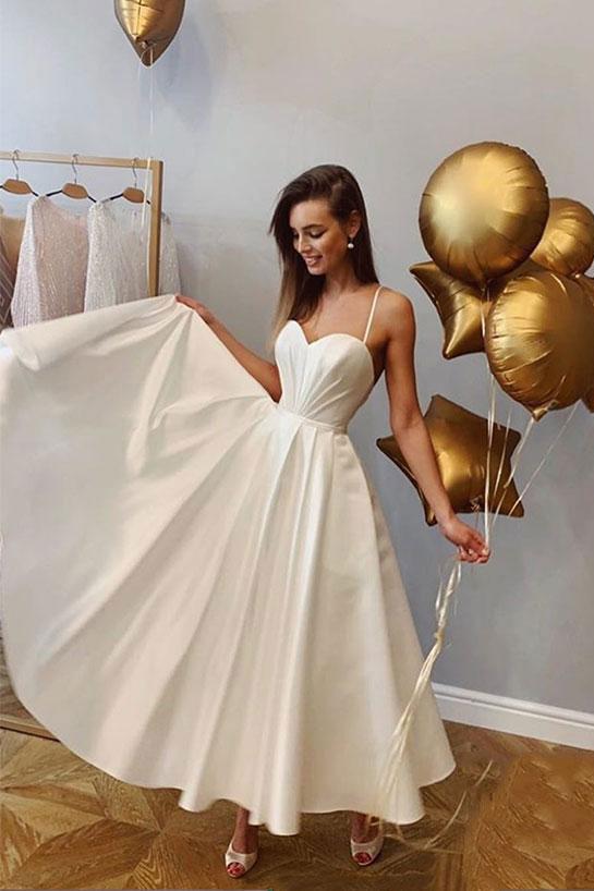 Simple sweetheart white short prom dress, white bridesmaid dress,DS1231