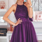 Cute Grape Beaded Short Homecoming Dress,DS0930