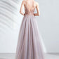 Elegant v neck tulle beads long prom dress tulle formal dress,DS2320