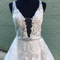 White v neck tulle lace long prom dress white tulle lace evening dress,DS2388