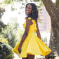 Simple yellow short prom dress, yellow homecoming dress,DS1216