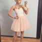 Cute sweetheart tulle short prom dress, pink homecoming dress,DS1325