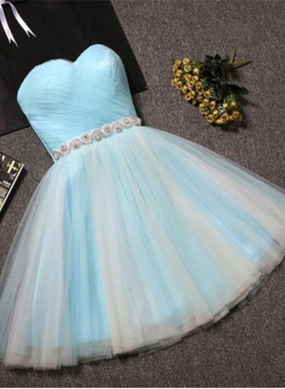 Cute Sweetheart Baby Blue Tulle Knee Length Party Dress, Tulle Formal Dress,DS1132