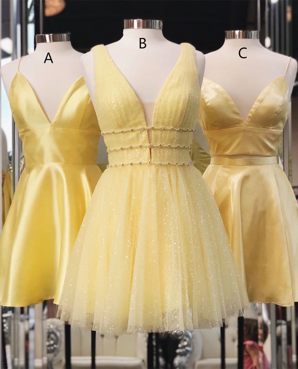 Princess A-line Short Yellow Homecoming Dress ,DS0816