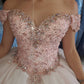 Blush Pink Lace Quinceanera Dresses Sparkly Ball Gowns Sweet 16 Dress,DS4392