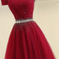 Custom Made Burgundy Off Shoulder Prom Dress, Burgundy Formal Dress, Off Shoulder Evening Dress, Bridesmaid Dress,DS1886