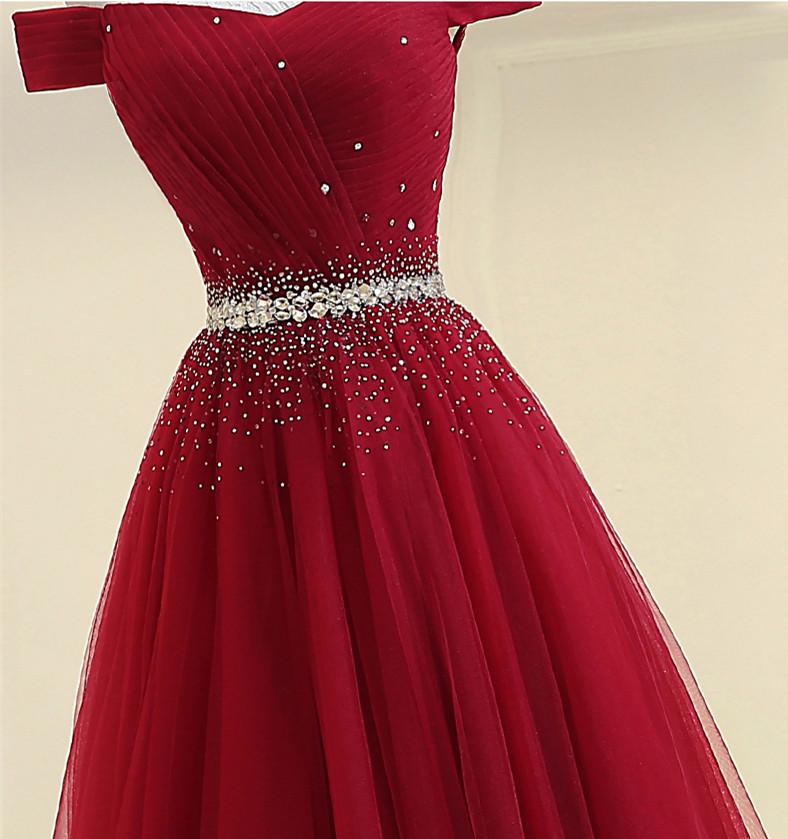 Custom Made Burgundy Off Shoulder Prom Dress, Burgundy Formal Dress, Off Shoulder Evening Dress, Bridesmaid Dress,DS1886