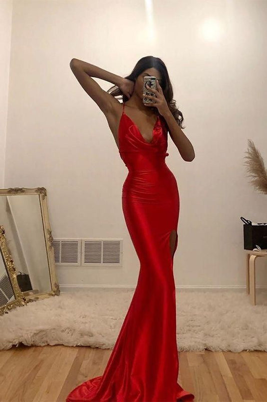 Red Mermaid Evening Dresses, Sexy Evening Dress, Tight Formal Dress, Sexy Prom Dresses,DS4002
