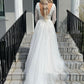 Elegant Mermaid Deep V-neck Appliques Ivory Wedding Dress ,DS2694