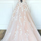 Champagne tulle lace long prom dress, champagne tulle formal dress,DS2399