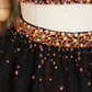 Black two pieces beads tulle short prom dress black homecoming dress,DS1194
