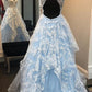 A Line Sweetheart Prom Dress Light Blue Evening Dress,DS3273