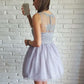 Gray v neck lace tulle short prom dress homecoming dress,DS1306