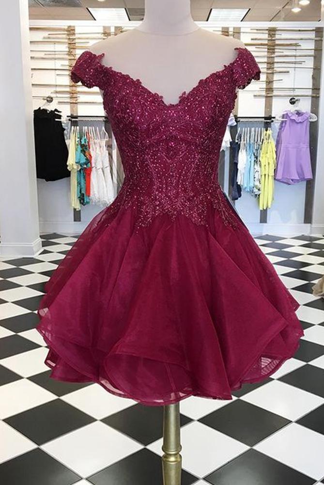Short Prom Dresses,Dance Dress,Burgundy Homecoming Dresses,DS0871