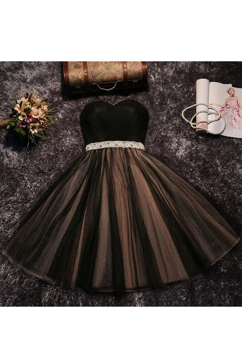 Stylish Tulle Sweetheart Party Dress with Belt, Lovely Homecoming Dress,DS1131