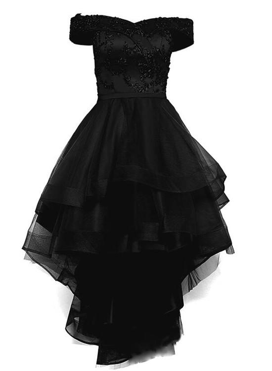 Lovely Simple Black High Low New Homecoming Dress Party Dresses ,DS1092
