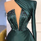 Chic High Neck Long Sleeves Mermaid Prom Dress With Crystal,DS4672