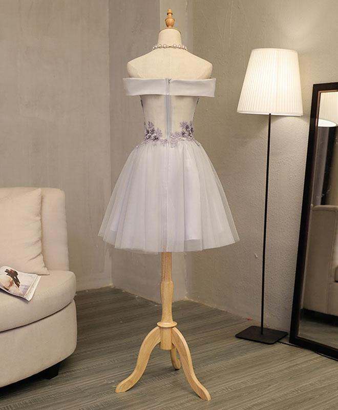 Lovely Light Grey Homecoming Dress Tulle Short Party Dress,DS1089