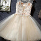 Lovely Champagne Tulle Party Dress, Cute Homecoming Dresses,DS1100