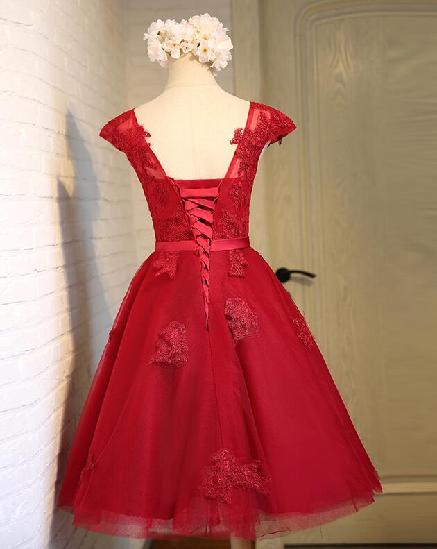 Dark Red New Homecoming Dress Charming Short Formal Dress,DS1090