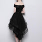 Lovely Simple Black High Low New Homecoming Dress Party Dresses ,DS1092