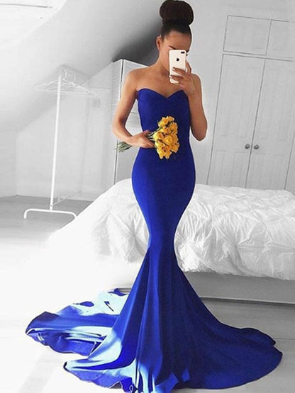 Custom Made Sweethearet Neck Mermaid Royal Blue Prom Dresses, Mermaid Blue Formal Dresses, Graduation Dresses,DS1837