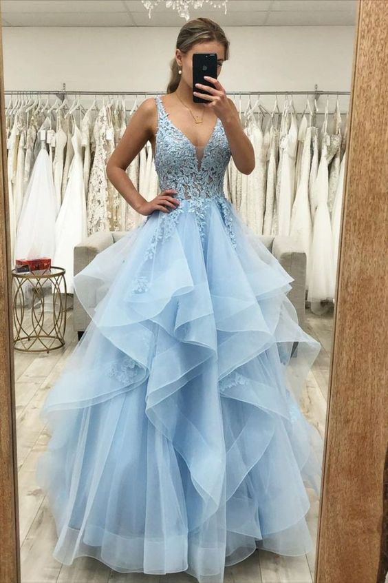 Princess Blue Prom Dress,WD5745
