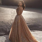 Sweetheart Neck Spaghetti Straps Gold Sequins Prom Dresses, Golden Formal Dresses, Graduation Dresses,DS1801