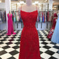 Red Backless Mermaid Lace Prom Dresses, Red Backless Lace Formal Graduation Evening Dresses,DS1793