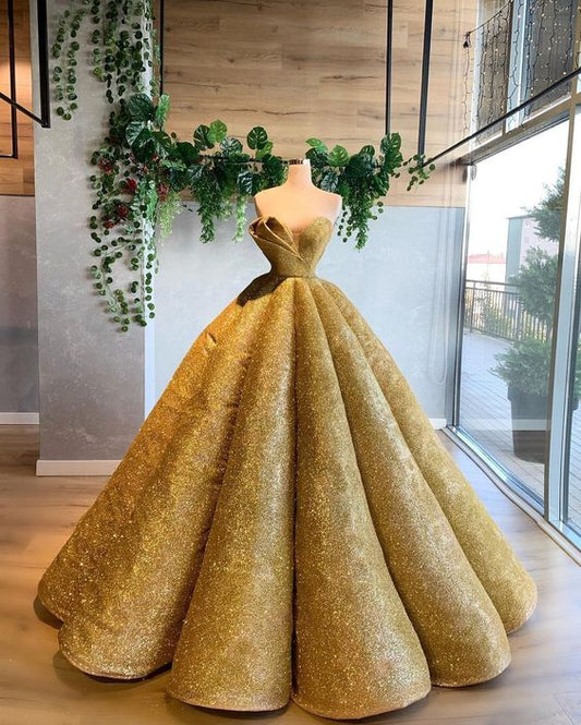 Long Wedding Dresses, gold Prom Formal Evening Dresses,DS4613