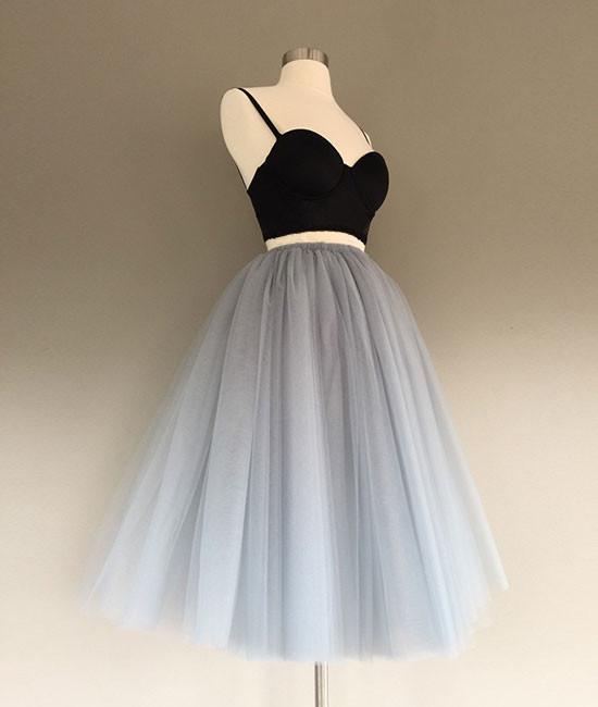 Gray tulle two pieces short prom dresses, cute homecoming dress,DS1273