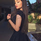 Black lace two pieces short prom dress, black lace homecoming dress,DS1146