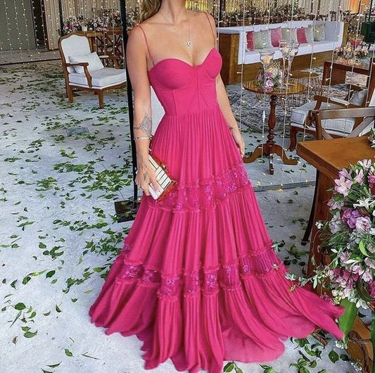 Ball Gown Long Pink Tulle Prom Dresses ,DS4670