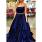 A Line Strapless Blue Prom Dresses, Blue Prom Gown, A Line Blue Formal Graduation Evening Dresses,DS1795