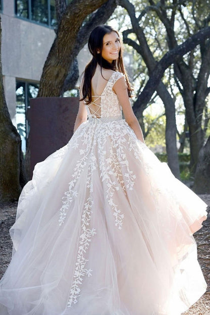 Champagne tulle lace long prom dress champagne evening dress,DS2069