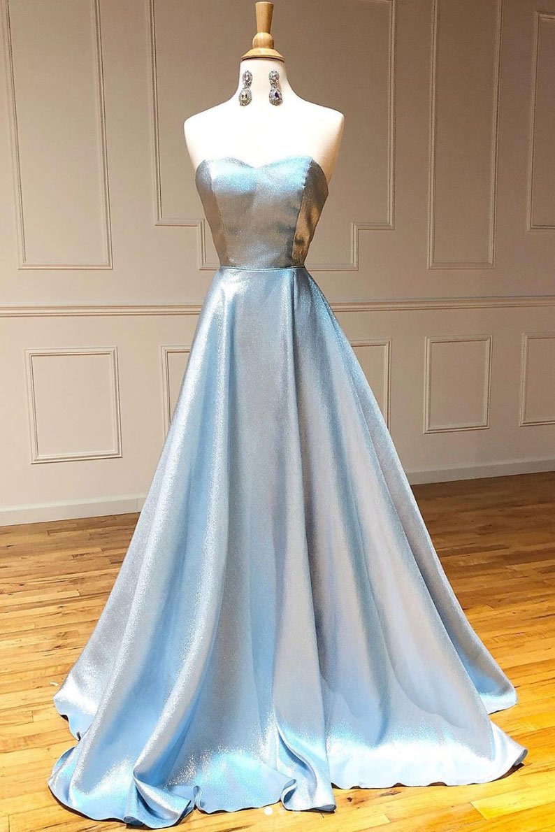Simple sweetheart blue long prom dress blue long evening dress,DS2339
