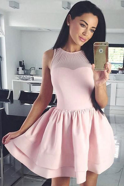 Cute Pink short prom dress, pink homecoming dress,DS1243