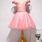 Pink Tulle Off Shoulder Short Pearl Prom Dress, Lace Homecoming Dress,DS0997